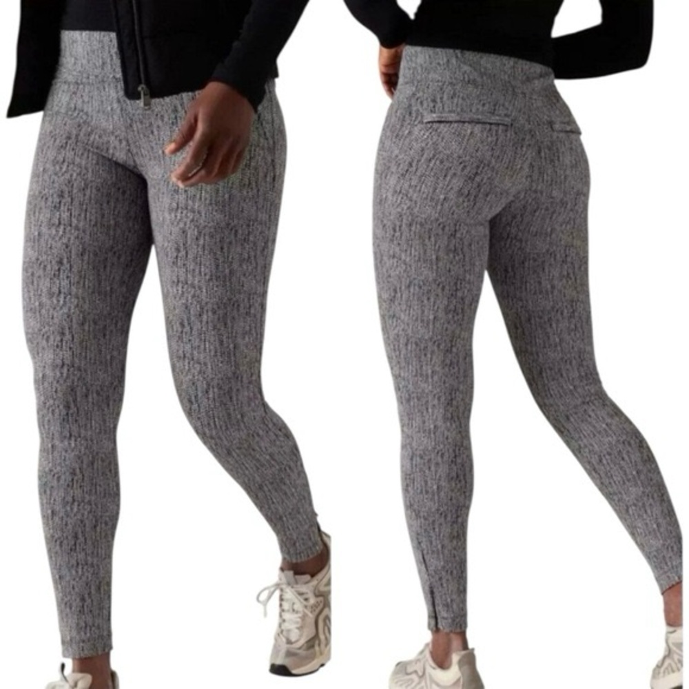 Athleta Delancey Skyline Tight Black White Braiden Textured Zipper Leggings XS